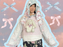 Load image into Gallery viewer, BUNNY BOWS CROPPED HOODIE
