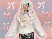 Load image into Gallery viewer, BUNNY BOWS CROPPED HOODIE

