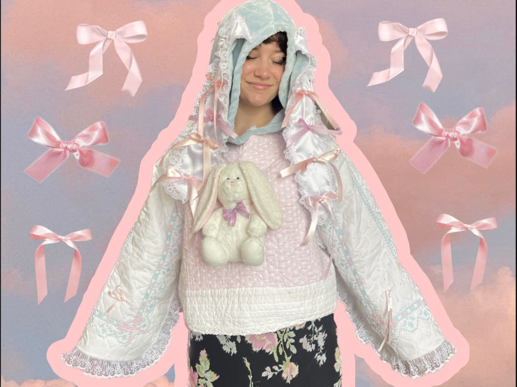 BUNNY BOWS CROPPED HOODIE