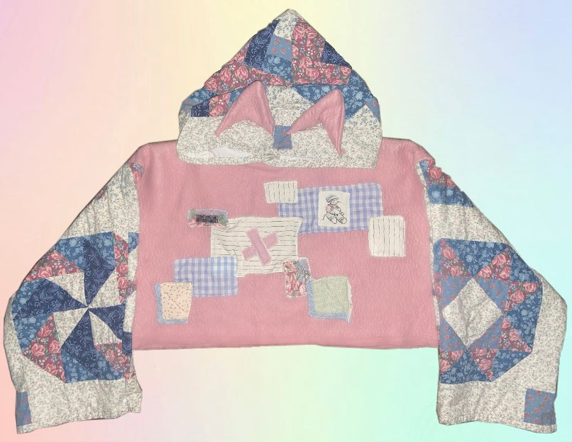 COTTAGE KITTY QUILT HOODIE