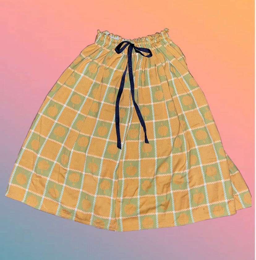 PUMPKIN CHECK MAXI SKIRT